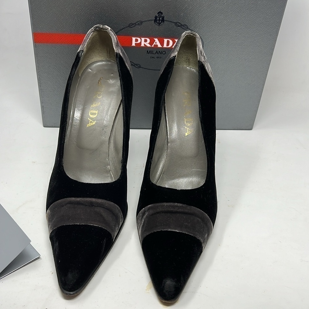 Prada Sz 40 US 10 Grey Crushed Velvet Pumps - Picture 3 of 16